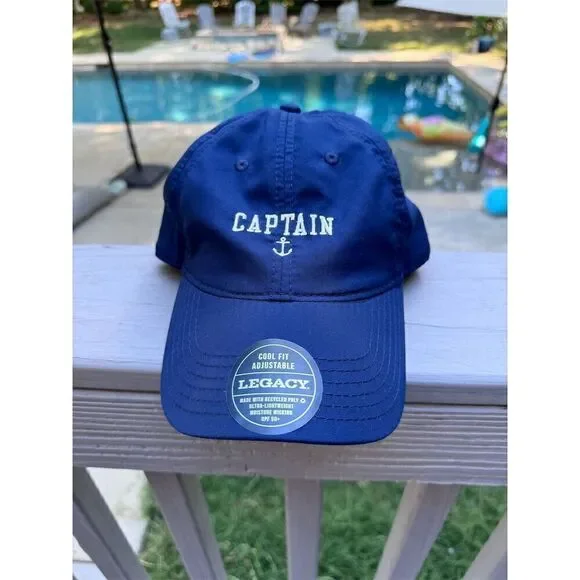 Legacy Athletic Captain Nautical Embroidered Navy Blue Hat Adjustable Unisex - Picture 1 of 4